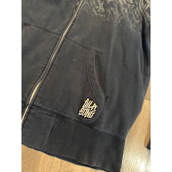 Billabong Mens M Hoodie Black & Gray Spell Out Logo Graphic Zippered Cotton Poly - Picture 4 of 7